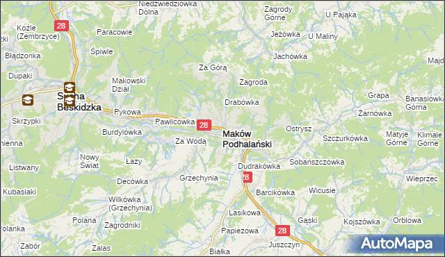 mapa Maków Podhalański, Maków Podhalański na mapie Targeo