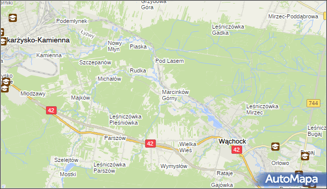 mapa Marcinków gmina Wąchock, Marcinków gmina Wąchock na mapie Targeo