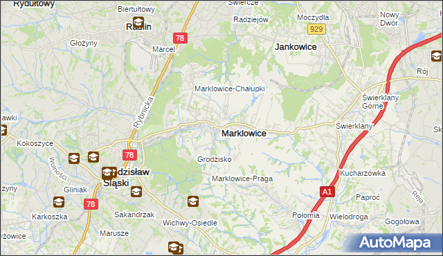 mapa Marklowice, Marklowice na mapie Targeo