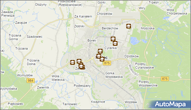 mapa Mielca, Mielec na mapie Targeo