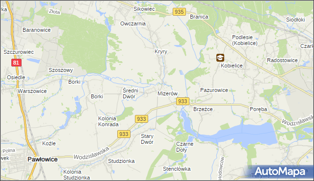 mapa Mizerów, Mizerów na mapie Targeo