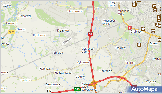 mapa Mokronos Górny, Mokronos Górny na mapie Targeo