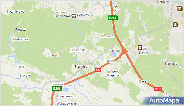 mapa Murowaniec gmina Białe Błota, Murowaniec gmina Białe Błota na mapie Targeo