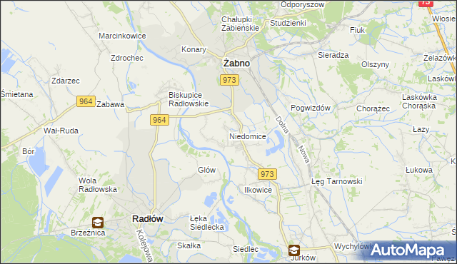 mapa Niedomice, Niedomice na mapie Targeo