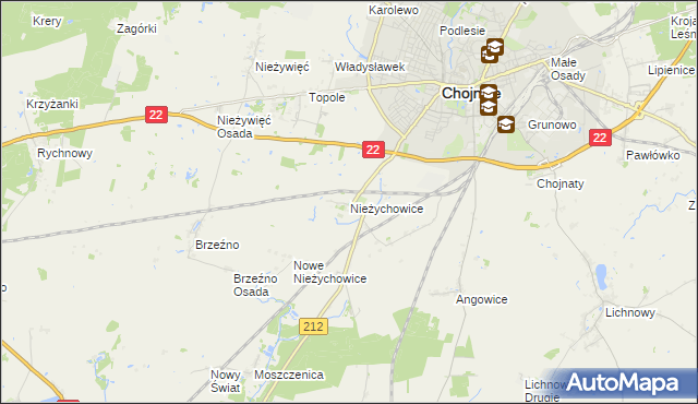 mapa Nieżychowice, Nieżychowice na mapie Targeo