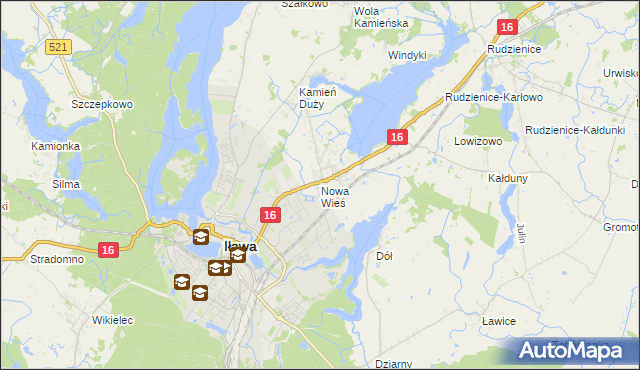 mapa Nowa Wieś gmina Iława, Nowa Wieś gmina Iława na mapie Targeo