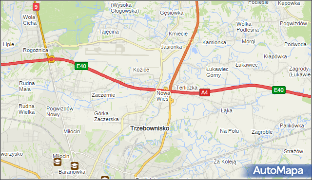 mapa Nowa Wieś gmina Trzebownisko, Nowa Wieś gmina Trzebownisko na mapie Targeo