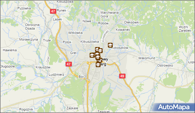 mapa Nowego Targu, Nowy Targ na mapie Targeo