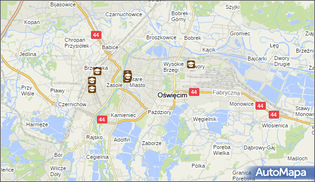 mapa Oświęcimia, Oświęcim na mapie Targeo