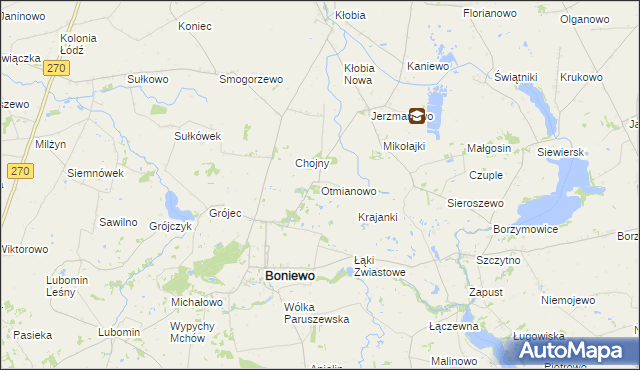 mapa Otmianowo, Otmianowo na mapie Targeo
