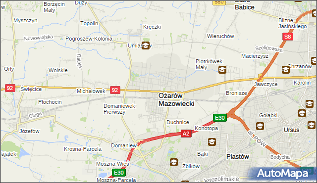 mapa Ożarów Mazowiecki, Ożarów Mazowiecki na mapie Targeo