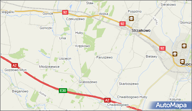 mapa Paruszewo, Paruszewo na mapie Targeo