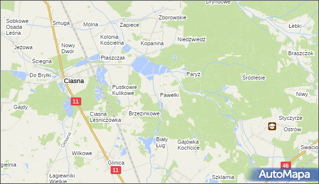 mapa Pawełki gmina Kochanowice, Pawełki gmina Kochanowice na mapie Targeo