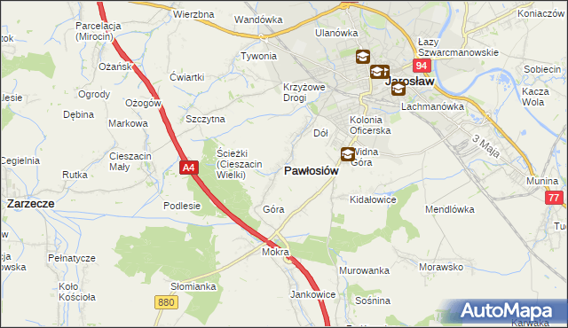 mapa Pawłosiów, Pawłosiów na mapie Targeo