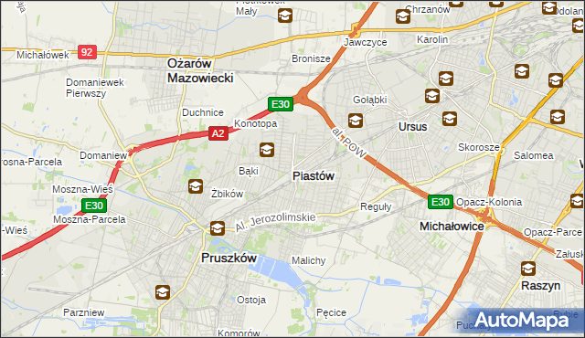 mapa Piastów powiat pruszkowski, Piastów powiat pruszkowski na mapie Targeo
