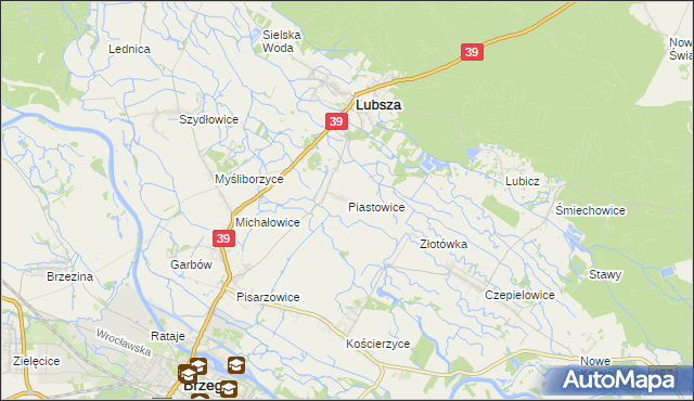 mapa Piastowice gmina Lubsza, Piastowice gmina Lubsza na mapie Targeo