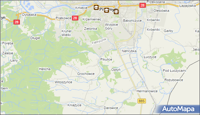 mapa Pikulice, Pikulice na mapie Targeo