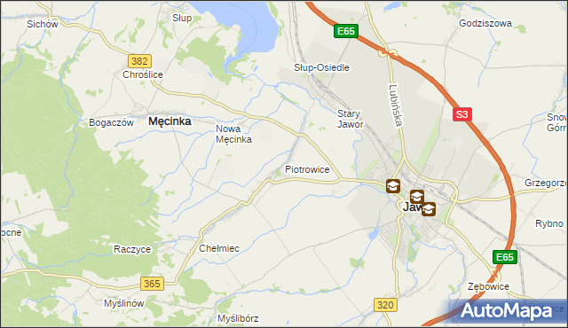 mapa Piotrowice gmina Męcinka, Piotrowice gmina Męcinka na mapie Targeo