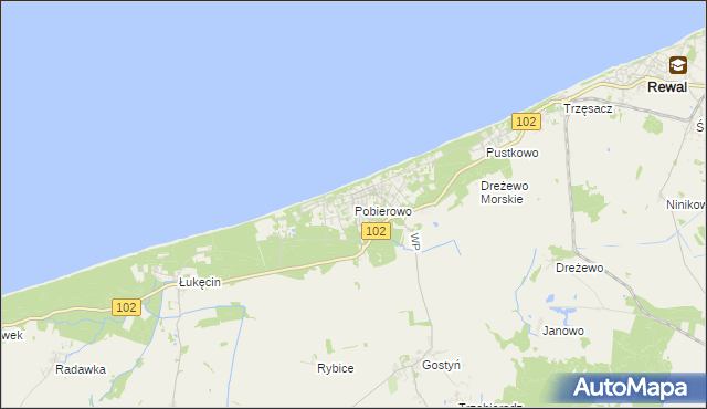 mapa Pobierowo, Pobierowo na mapie Targeo