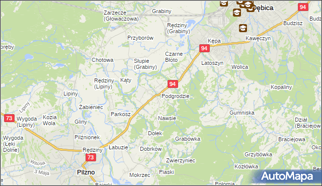 mapa Podgrodzie gmina Dębica, Podgrodzie gmina Dębica na mapie Targeo