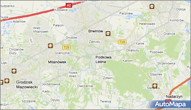 mapa Podkowa Leśna, Podkowa Leśna na mapie Targeo