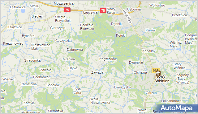 mapa Pogwizdów gmina Bochnia, Pogwizdów gmina Bochnia na mapie Targeo