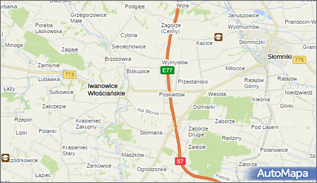 mapa Poskwitów, Poskwitów na mapie Targeo