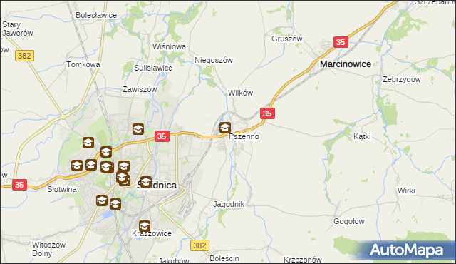 mapa Pszenno, Pszenno na mapie Targeo