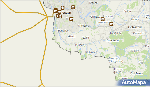 mapa Puńców, Puńców na mapie Targeo