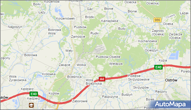 mapa Pustków-Osiedle, Pustków-Osiedle na mapie Targeo