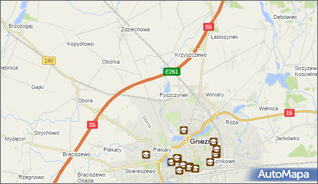 mapa Pyszczynek, Pyszczynek na mapie Targeo