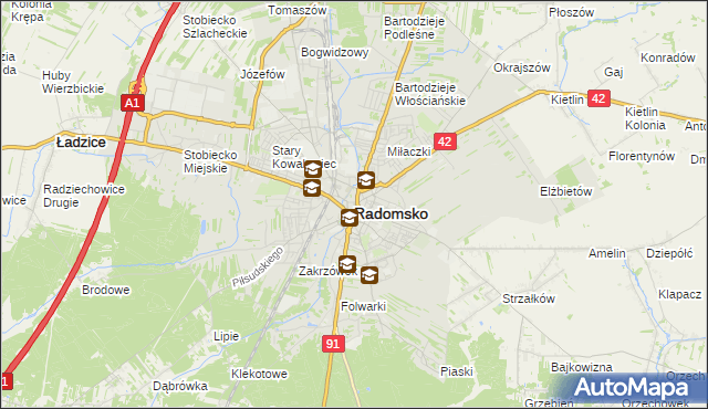 mapa Radomsko, Radomsko na mapie Targeo