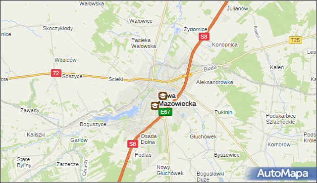 mapa Rawa Mazowiecka, Rawa Mazowiecka na mapie Targeo