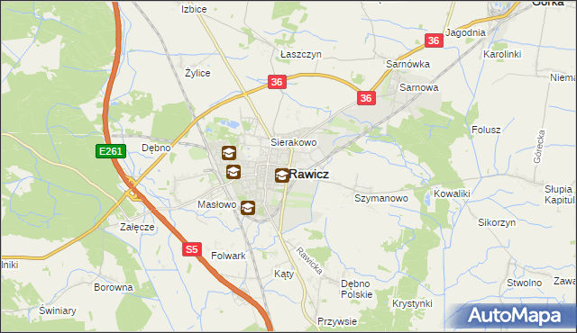 mapa Rawicz, Rawicz na mapie Targeo