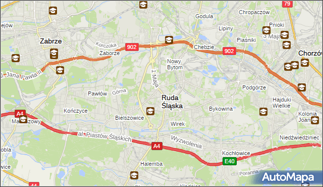 mapa Rudy Śląskiej, Ruda Śląska na mapie Targeo