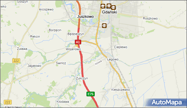 mapa Rusocin gmina Pruszcz Gdański, Rusocin gmina Pruszcz Gdański na mapie Targeo