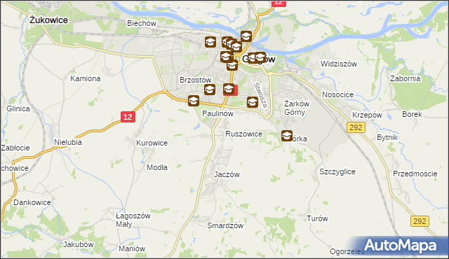 mapa Ruszowice gmina Głogów, Ruszowice gmina Głogów na mapie Targeo
