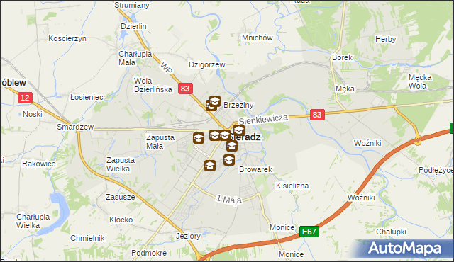 mapa Sieradz, Sieradz na mapie Targeo