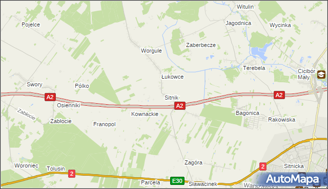 mapa Sitnik gmina Biała Podlaska, Sitnik gmina Biała Podlaska na mapie Targeo