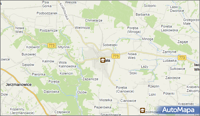 mapa Skała powiat krakowski, Skała powiat krakowski na mapie Targeo