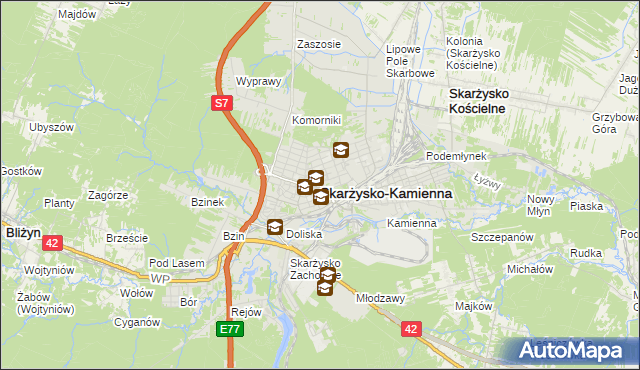mapa Skarżysko-Kamienna, Skarżysko-Kamienna na mapie Targeo