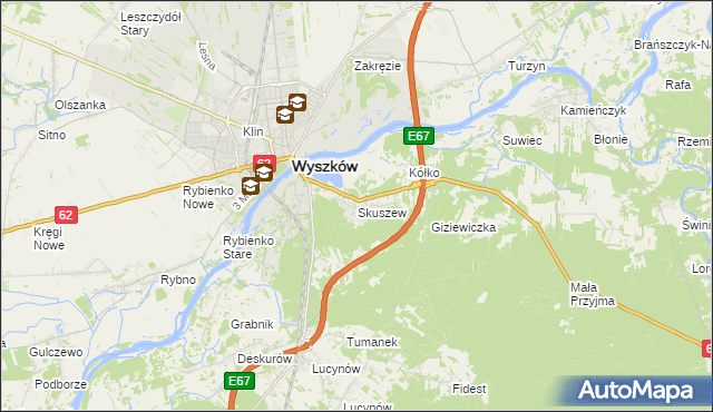 mapa Skuszew, Skuszew na mapie Targeo