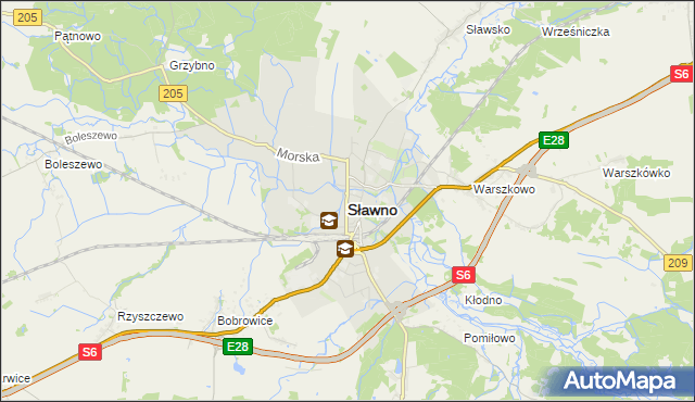 mapa Sławno, Sławno na mapie Targeo