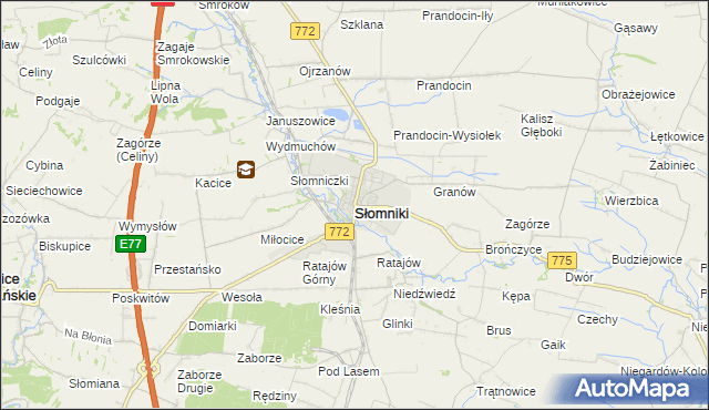 mapa Słomniki, Słomniki na mapie Targeo