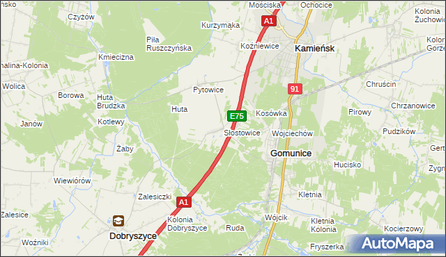 mapa Słostowice, Słostowice na mapie Targeo