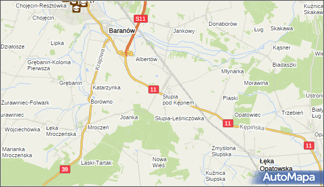 mapa Słupia pod Kępnem, Słupia pod Kępnem na mapie Targeo