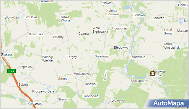 mapa Śniadowo gmina Zakroczym, Śniadowo gmina Zakroczym na mapie Targeo