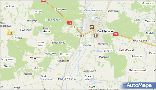 mapa Stacja Poddębice, Stacja Poddębice na mapie Targeo