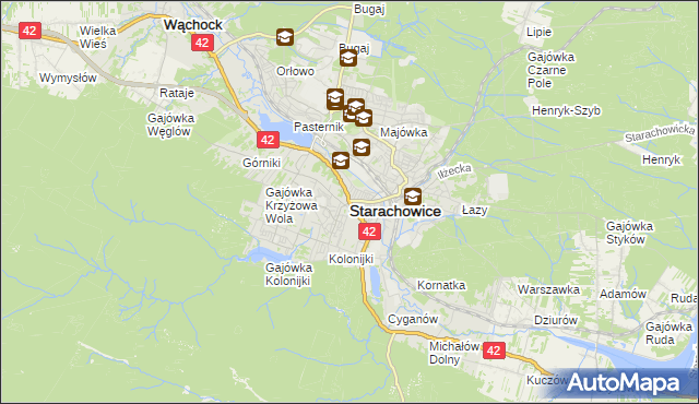mapa Starachowic, Starachowice na mapie Targeo