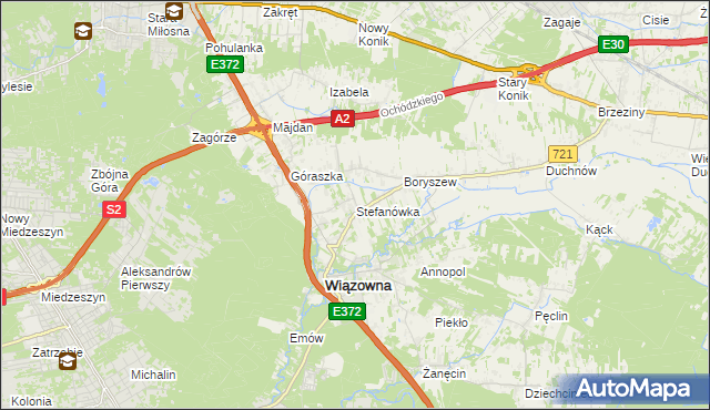 mapa Stefanówka gmina Wiązowna, Stefanówka gmina Wiązowna na mapie Targeo
